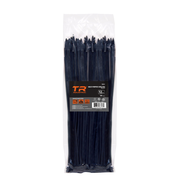 Tr Industrial 12 in Multi-Purpose UV Cable Ties in Black, 100-pk TR88303
